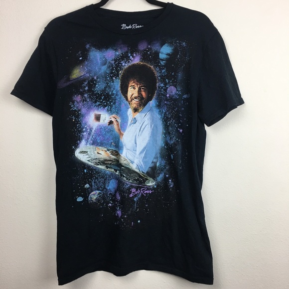 4/$25 Bob Ross space galaxy graphic crew neck tee - Picture 3 of 8